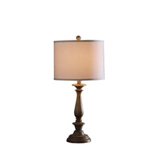 Load image into Gallery viewer, 28" Rustic Taupe Cream Candlestick Table Lamp With White Shade
