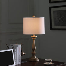 Load image into Gallery viewer, 28" Rustic Taupe Cream Candlestick Table Lamp With White Shade

