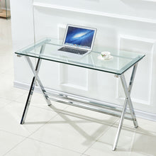 Load image into Gallery viewer, Transparent Glass Computer Desk With Rounded Edges, Tempered Glass Laptop Table - Clear
