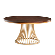 Load image into Gallery viewer, Camellia Field - Round Dining Table - Dark Brown / Gold

