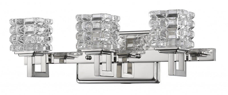 Coralie 3-Light Polished Sconce With Pressed Crystal Shades - Nickel