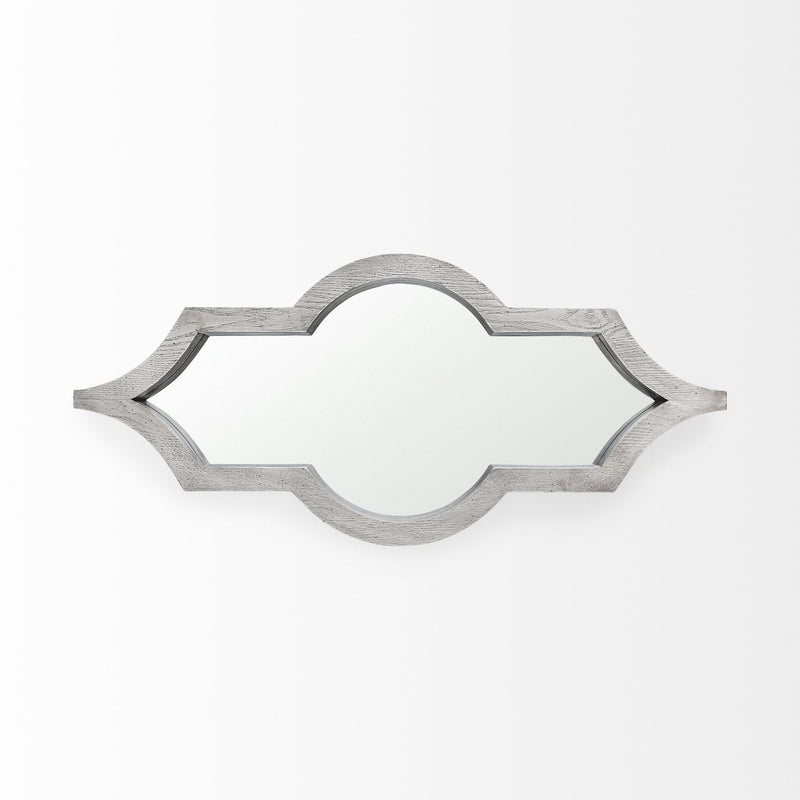 Solid Wood Abstract Framed Accent Mirror - White
