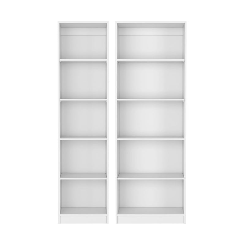 Five Tier Modular Bookcase (Set of 2) - White