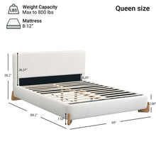 Load image into Gallery viewer, Queen Size Upholstered Bed With Slat Support - White
