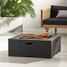 Load image into Gallery viewer, Outdoor Square Mgo Wood Burning Fire Pit - Dark Gray
