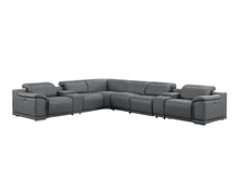 Load image into Gallery viewer, Leather Modular L Shaped Eight Piece Corner Sectional With Console - Battleship Gray
