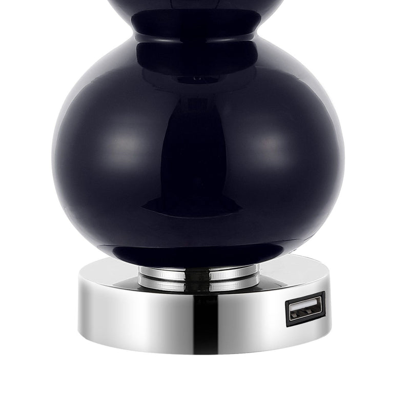 22" Gourd Table Lamps With Drum Shades (Set of 2) - Silver