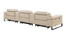 Load image into Gallery viewer, Top Grain Leather Reclining Metal USB Sofa (720343) - Beige

