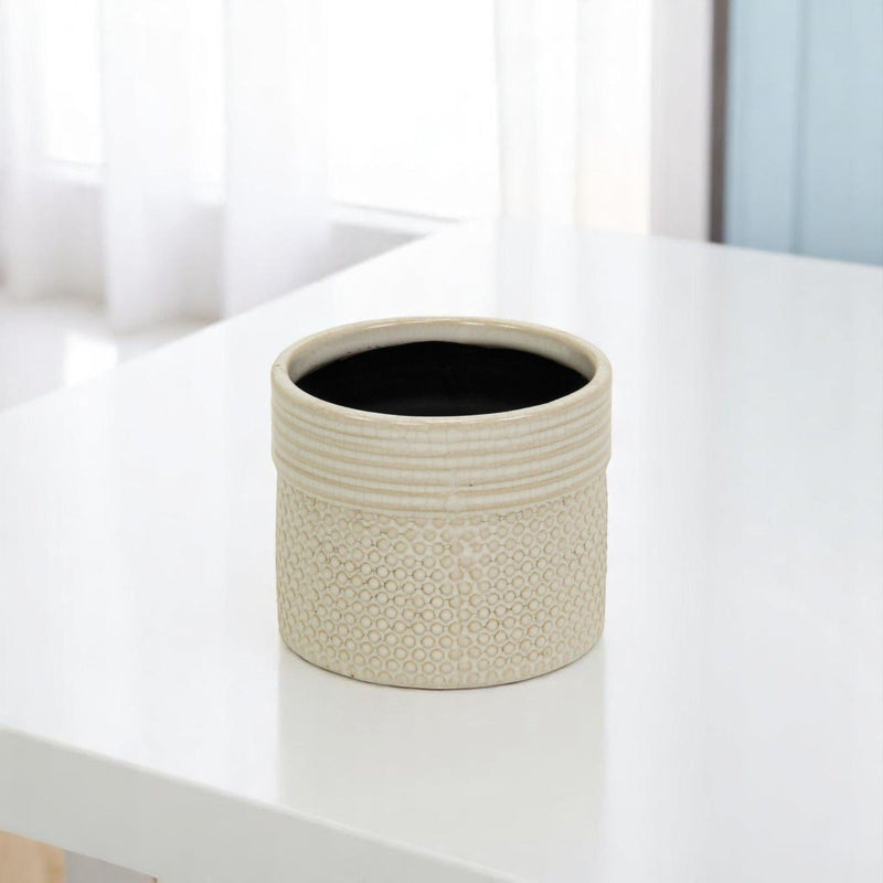 Dotted Round Pot Planter (487417) - Off White