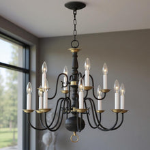 Load image into Gallery viewer, Twelve Light Dimmable Chandelier With Shades - Black
