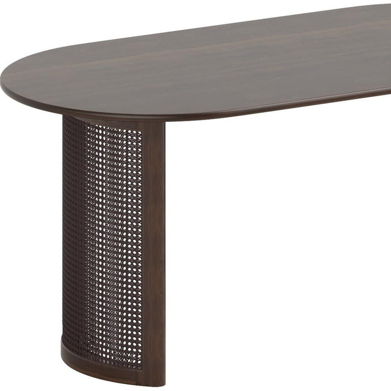 67" Wood Double Pedestal Base Oval Dining Table - Walnut