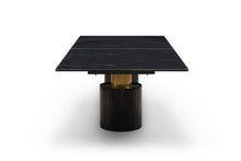 Load image into Gallery viewer, Marble Steel Double Pedestal Base Dining Table - Black / Gold
