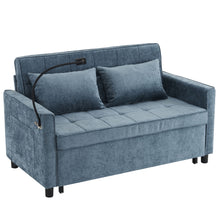 Load image into Gallery viewer, Pull-Out Sleeper Sofa With Reversible Backrest Cushion, Side Pockets, 2 USB Ports And A Phone Holder For Living Room
