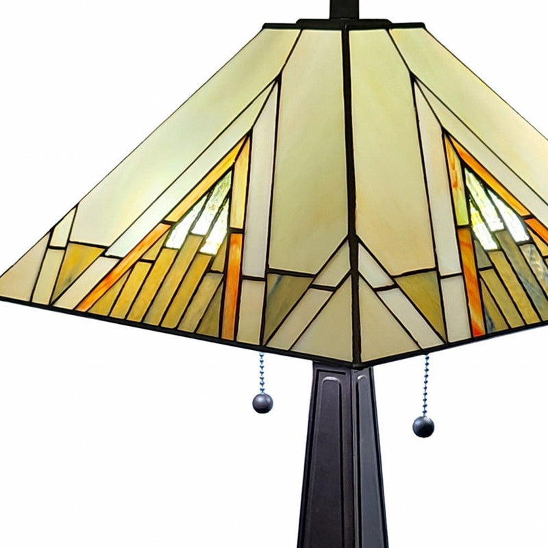 22" Metal Two Light Candlestick Table Lamp With Beige Shade - Dark Brown