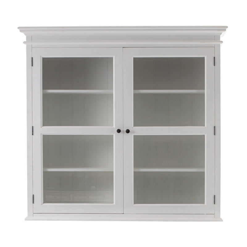 Solid Wood Frame Dining Hutch With Twelve Shelves And Two Drawers - White