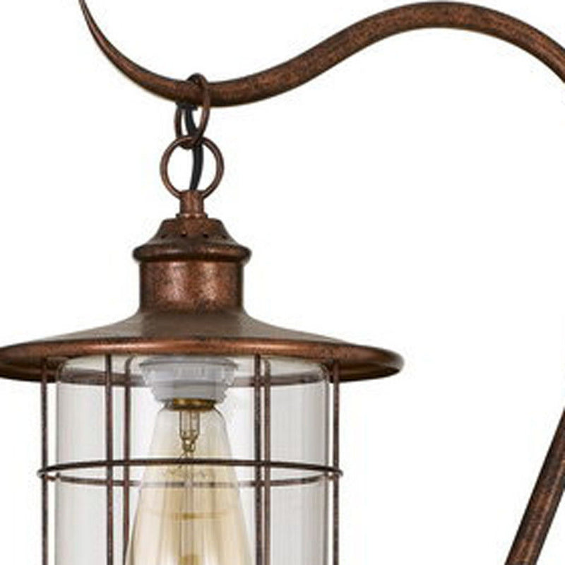 Traditional Shaped Floor Lamp With Rust Transparent Glass Drum Shade - Rust