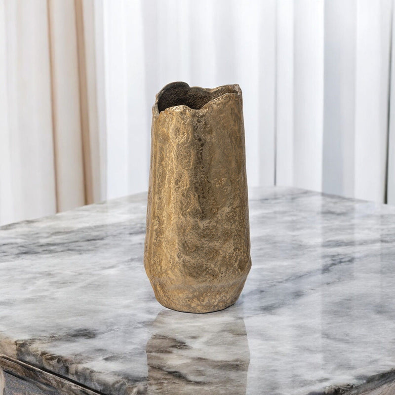 Hammered Cylinder Table Vase - Gold