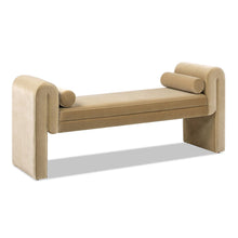 Load image into Gallery viewer, Mason - Arched Arm Bench With Bolster Pillows - Camel Brown Beige
