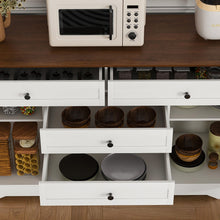 Load image into Gallery viewer, Rustic Farmhouse Kitchen Island With Storage Cabinet, Wood Top Breakfast Bar - White
