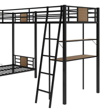 Load image into Gallery viewer, L-Shaped Twin over Twin Bunk Bed with Twin Size Loft Bed with Desk and Shelf ,Brown
