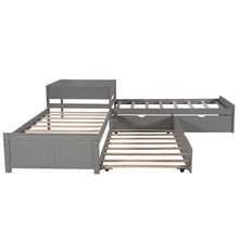 Load image into Gallery viewer, L Shaped Platform Bed With Trundle And Drawers Linked With Built In Desk
