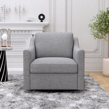 Load image into Gallery viewer, 360 Degree Swivel Armchair, Skin Friendly Fabric, Ergonomic Design, Brass Nail Decorative Armchair
