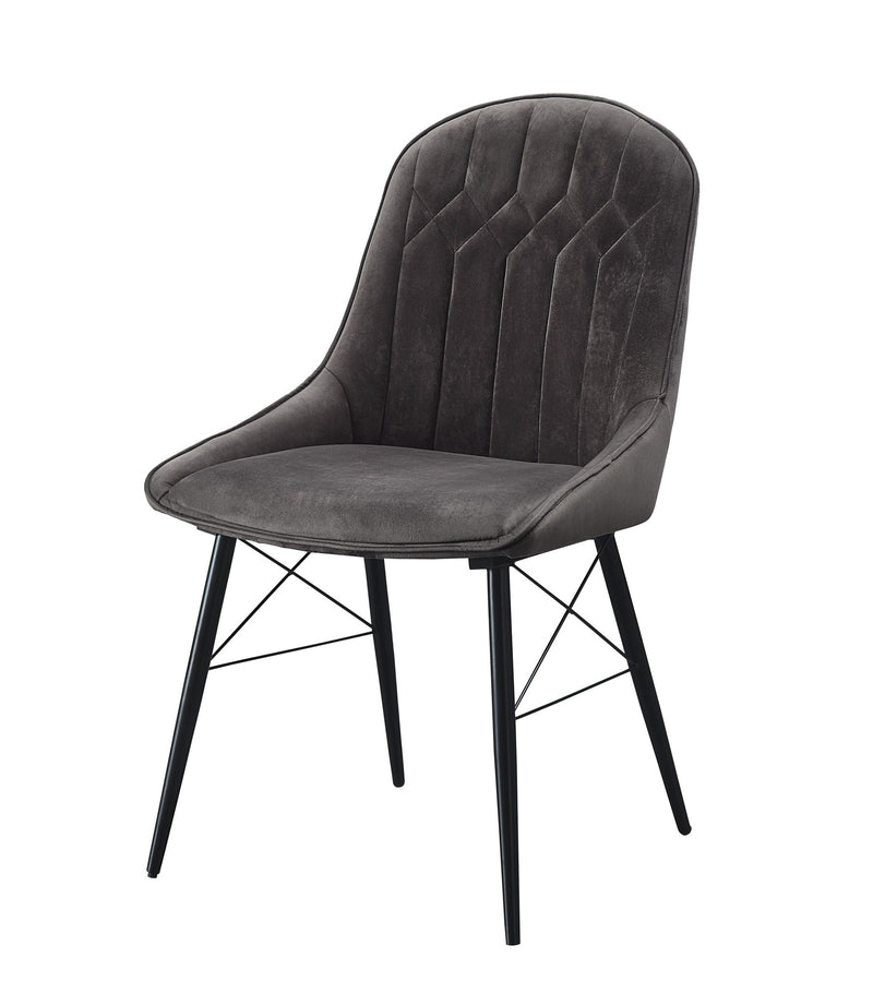 Tufted Upholstered Fabric Dining Side Chairs (Set of 2) - Gray / Black