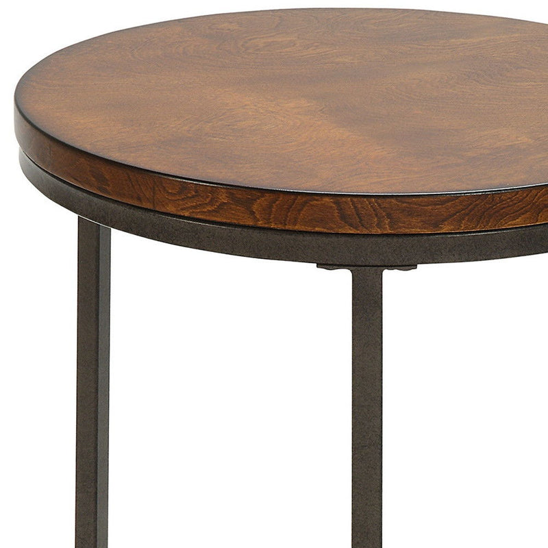 Manufactured Wood Square End Table - Black And Light Brown