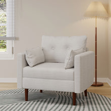 Load image into Gallery viewer, Contemporary Fabric Club Chair With Birch Wood Legs - Beige
