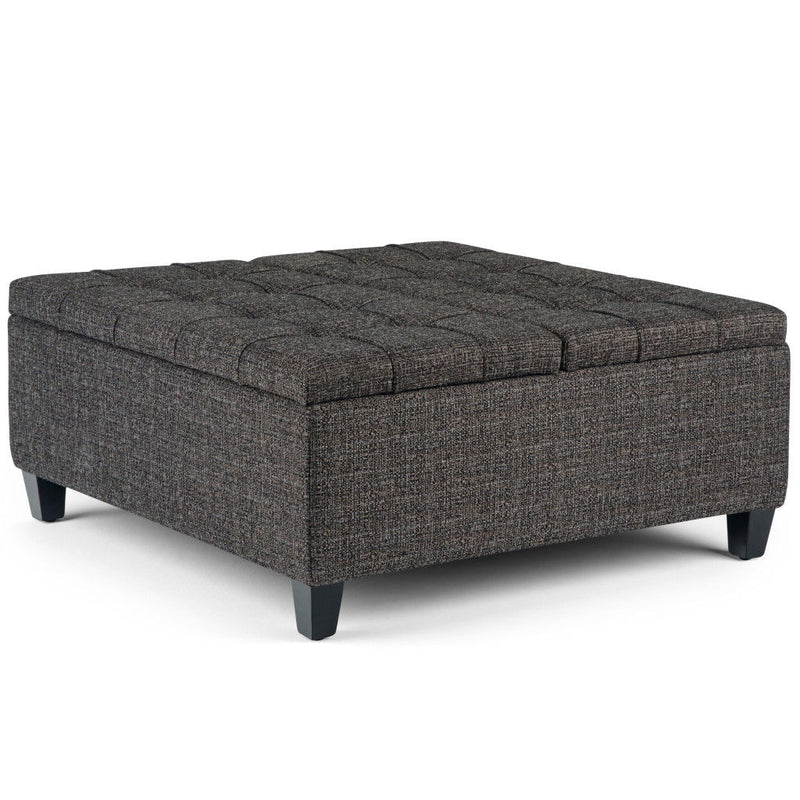 Ebony Fabric Cocktail Ottoman With Storage - Espresso