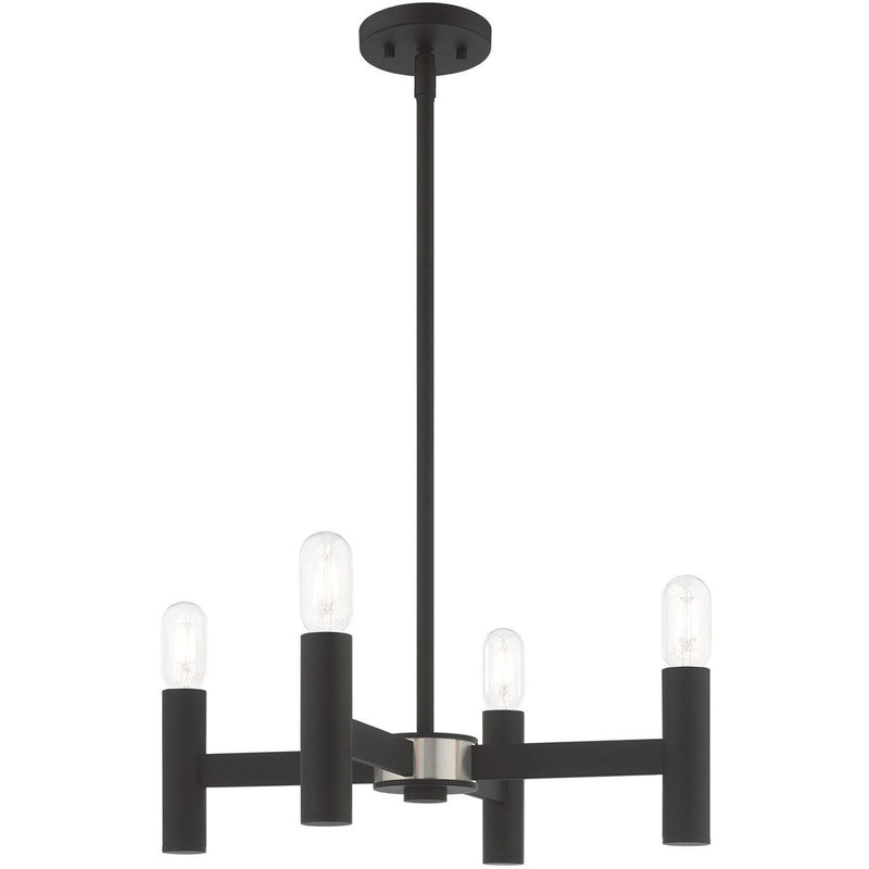 19" Four Light Dimmable Chandelier With Shades - Black