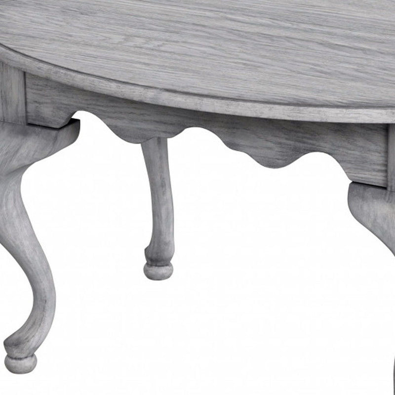 Wood Oval Distressed Coffee Table - Gray