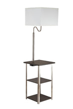 Load image into Gallery viewer, Steel Tray Table Floor Lamp With Square Shade - Silver White
