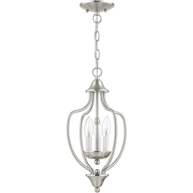 Three-Light Dimmable Chandelier With Shades - Nickel