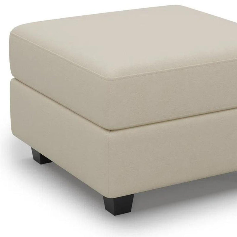 Faux Leather Storage Ottoman - Beige / Black