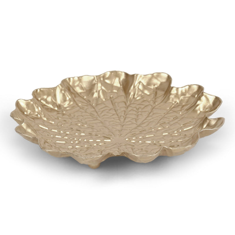 6" Metal Handmade Leaf Trinket Tray - Gold