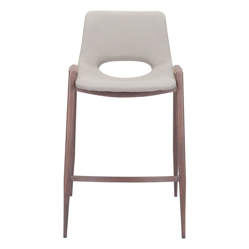 Steel Low Back Counter Height Bar Chairs (Set of 2) - Beige And Brown