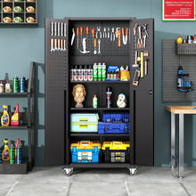 Load image into Gallery viewer, Garage Storage Cabinet With Wheels Heavy-Duty Tool Storage - Black

