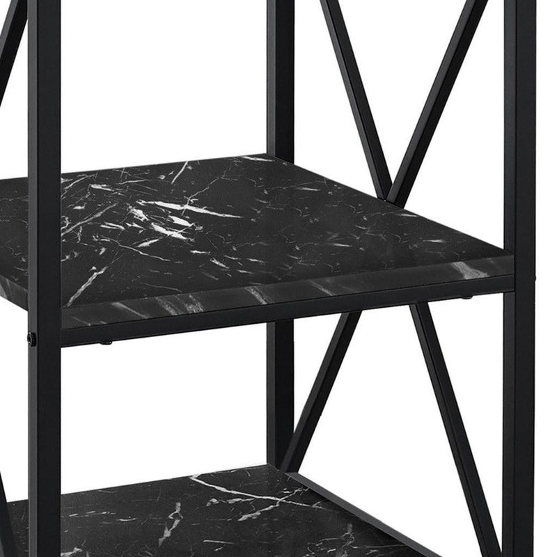 26" Square End Table With Two Shelves - Black