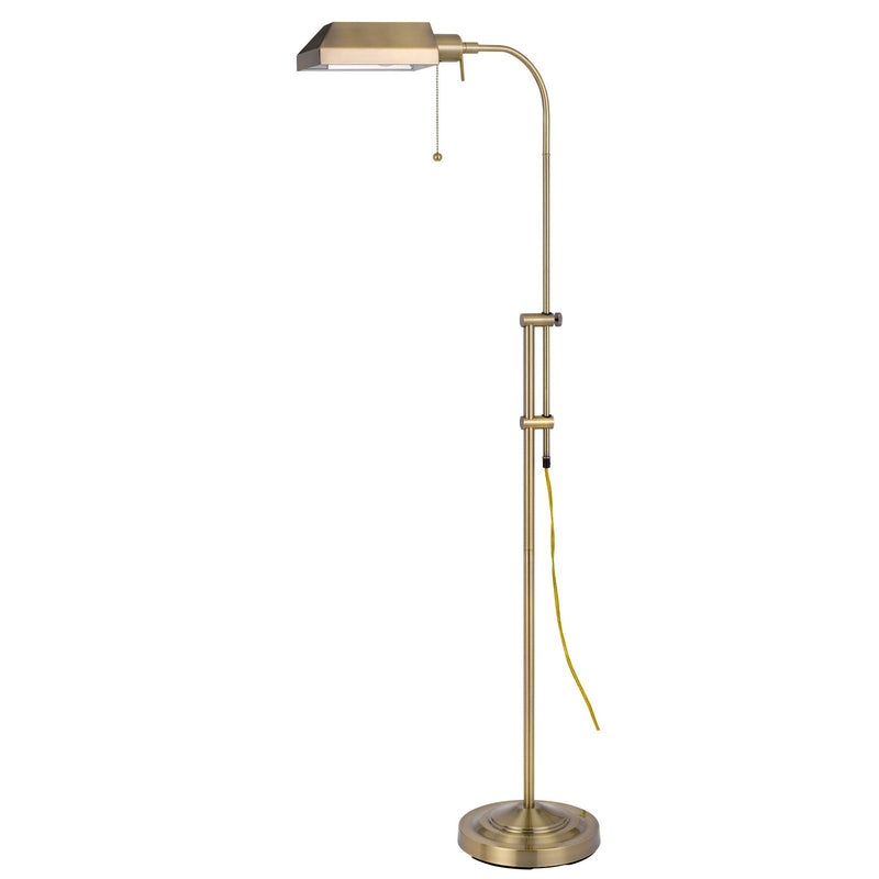 Adjustable Traditional Shaped Floor Lamp With Bronze Square Shade - Brass