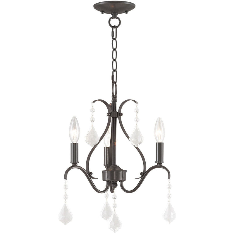 Three-Light Dimmable Chandelier With Shades - Bronze