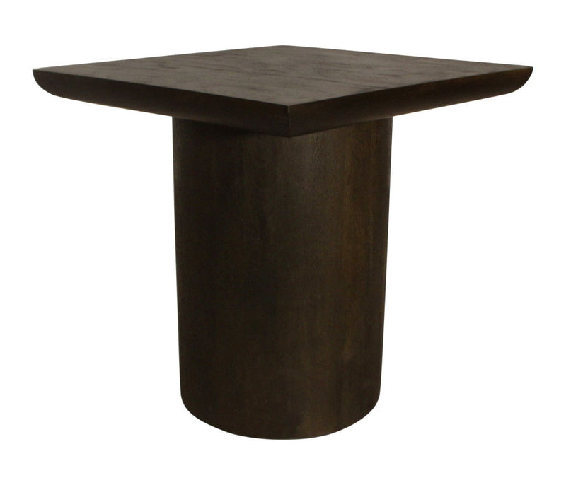24" Distressed Solid Wood Square Pedestal End Table - Dark Brown