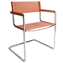 Load image into Gallery viewer, Leather Stainless Steel Arm Chair - Terra Cotta / Silver
