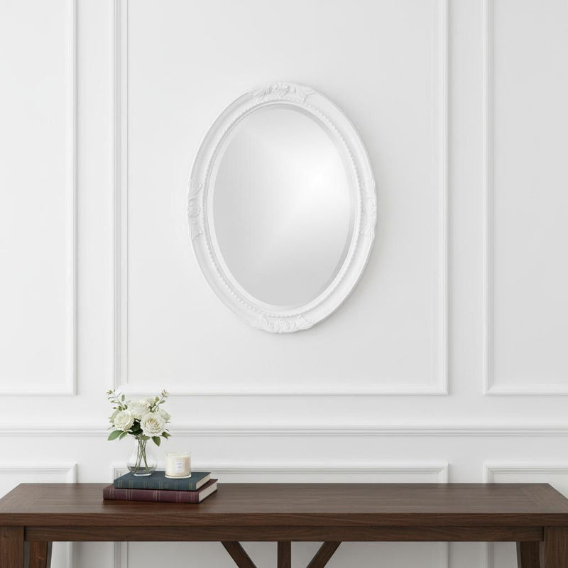 Oval Mirror In A Glossy Frame - White