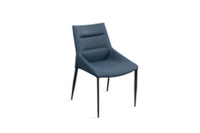 Load image into Gallery viewer, Faux Leather Metal Dining Side Chairs (Set of 2) - Navy Blue / Black

