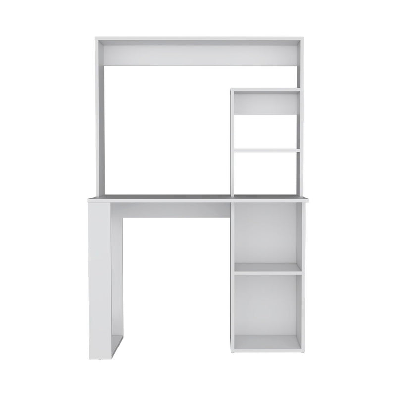 39" Wood Computer Desk With Hutch - White