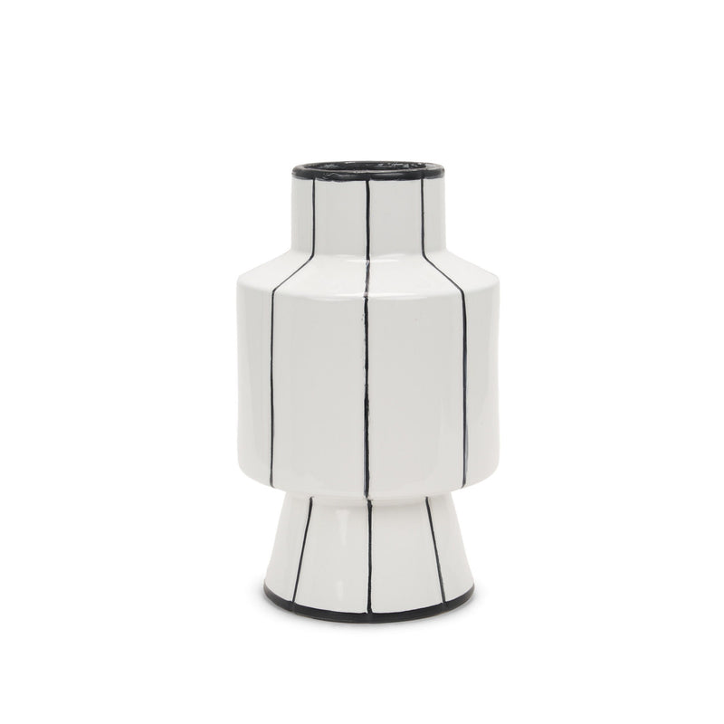Striped Cylinder Table Vase (608358) - White / White