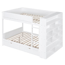 Load image into Gallery viewer, Full over Full Bunk Bed With 2 Drawers and Multi-layer Cabinet, White
