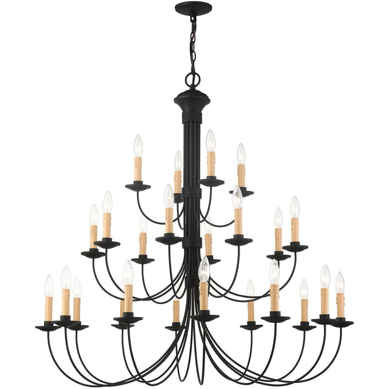 40" Multi Light Dimmable Chandelier With Shades - Black