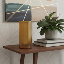 Load image into Gallery viewer, Ribbed Cylinder Table Vase - Amber
